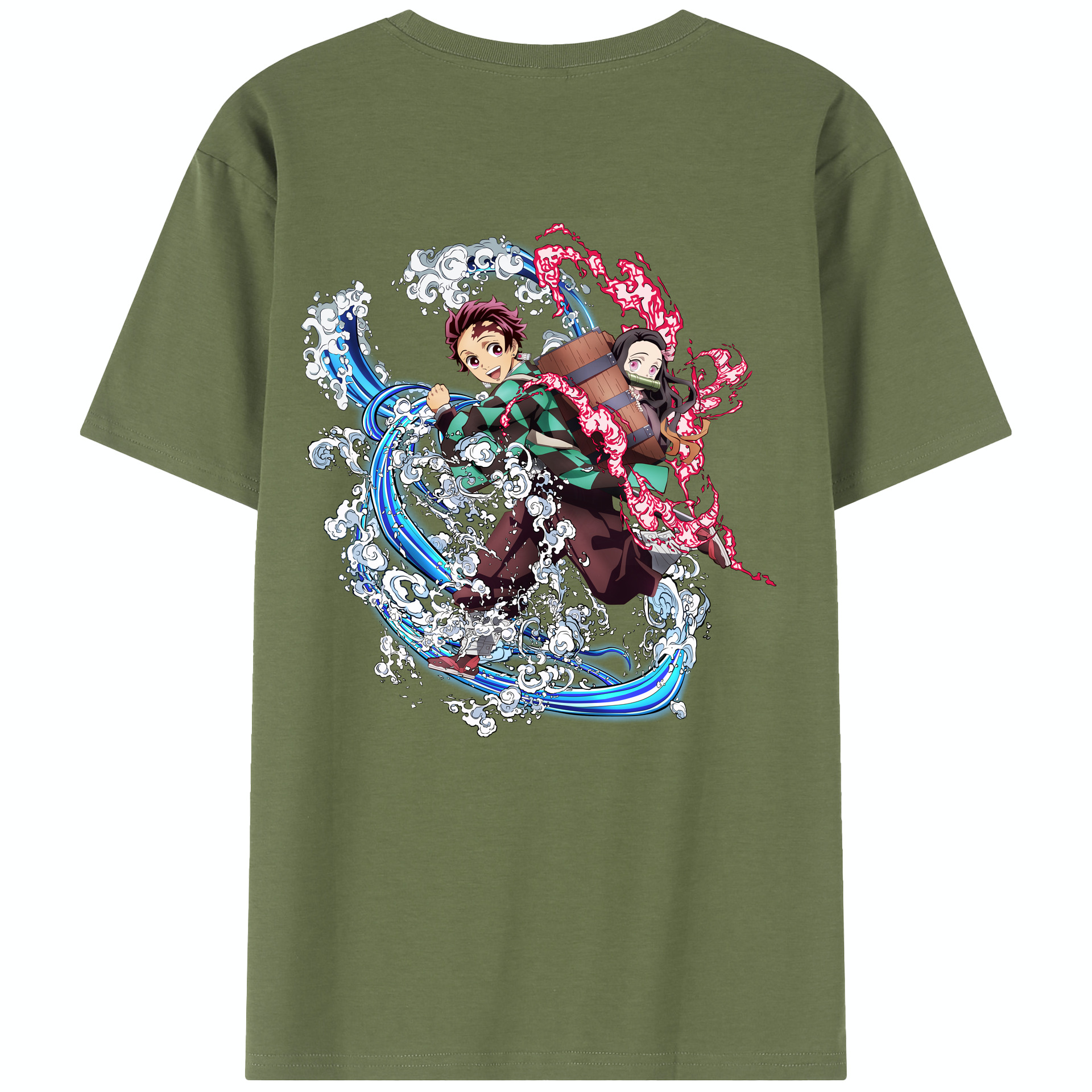 （画像用） 鬼滅の刃（きめつのやいば）竈門 禰󠄀豆子／かまど ねずこ Kamado Nezuko 綿100％半袖Tシャツ（背面プリント）